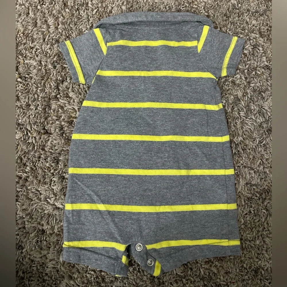 Gray with Yellow Stripes Newborn Monkey Themed Short Sleeve/Shorts Romper